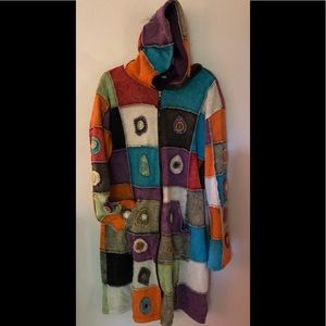Adorable Boho Patchwork Hooded Coat